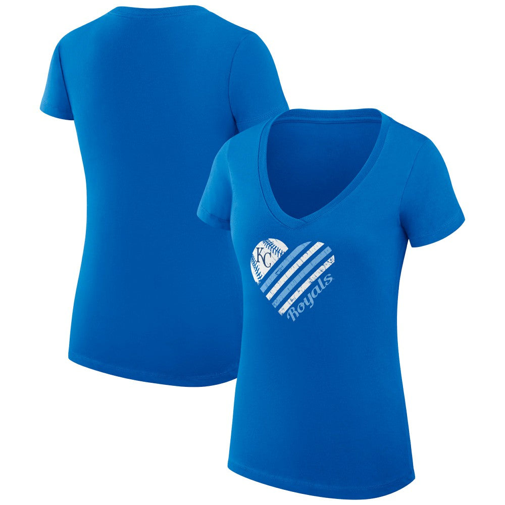 Kansas City Royals G-III 4Her by Carl Banks Women's Super-Slim Fit Lightweight Heart V-Neck T-Shirt - MLB