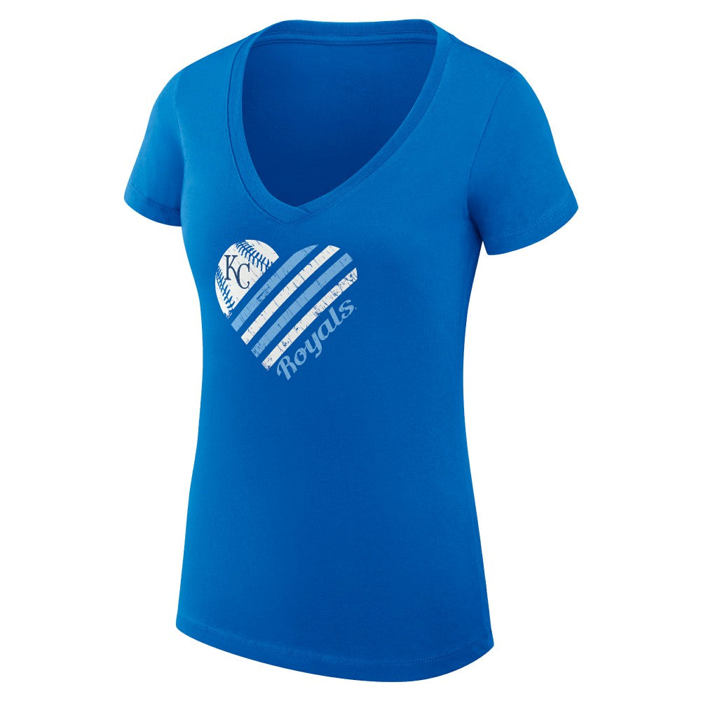 Kansas City Royals G-III 4Her by Carl Banks Women's Super-Slim Fit Lightweight Heart V-Neck T-Shirt - MLB