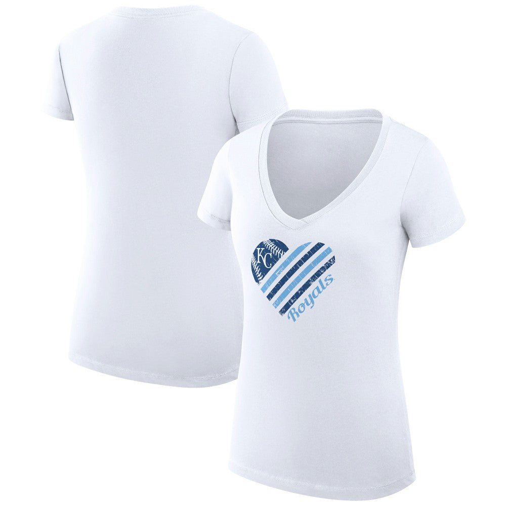 Kansas City Royals G-III 4Her by Carl Banks Women's Super-Slim Fit Lightweight Heart V-Neck T-Shirt - MLB