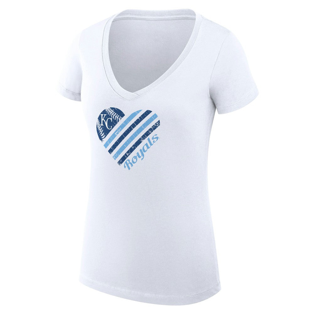 Kansas City Royals G-III 4Her by Carl Banks Women's Super-Slim Fit Lightweight Heart V-Neck T-Shirt - MLB