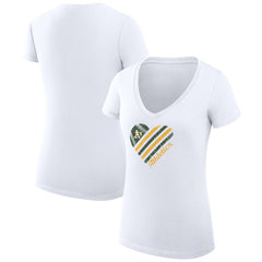 Athletics G-III 4Her by Carl Banks Women's Super-Slim Fit Lightweight Heart V-Neck T-Shirt - MLB