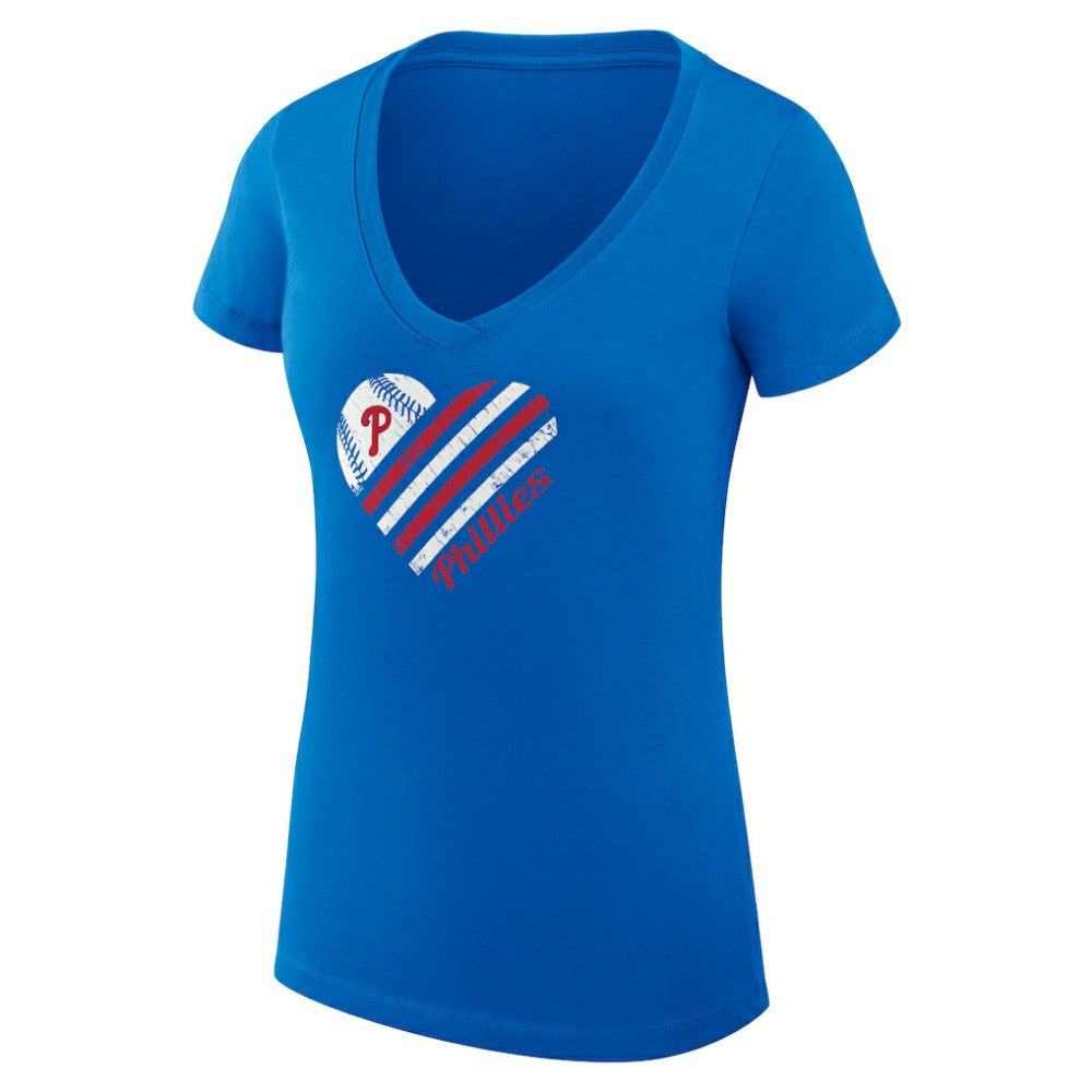 Philadelphia Phillies G-III 4Her by Carl Banks Women's Super-Slim Fit Lightweight Heart V-Neck T-Shirt - MLB
