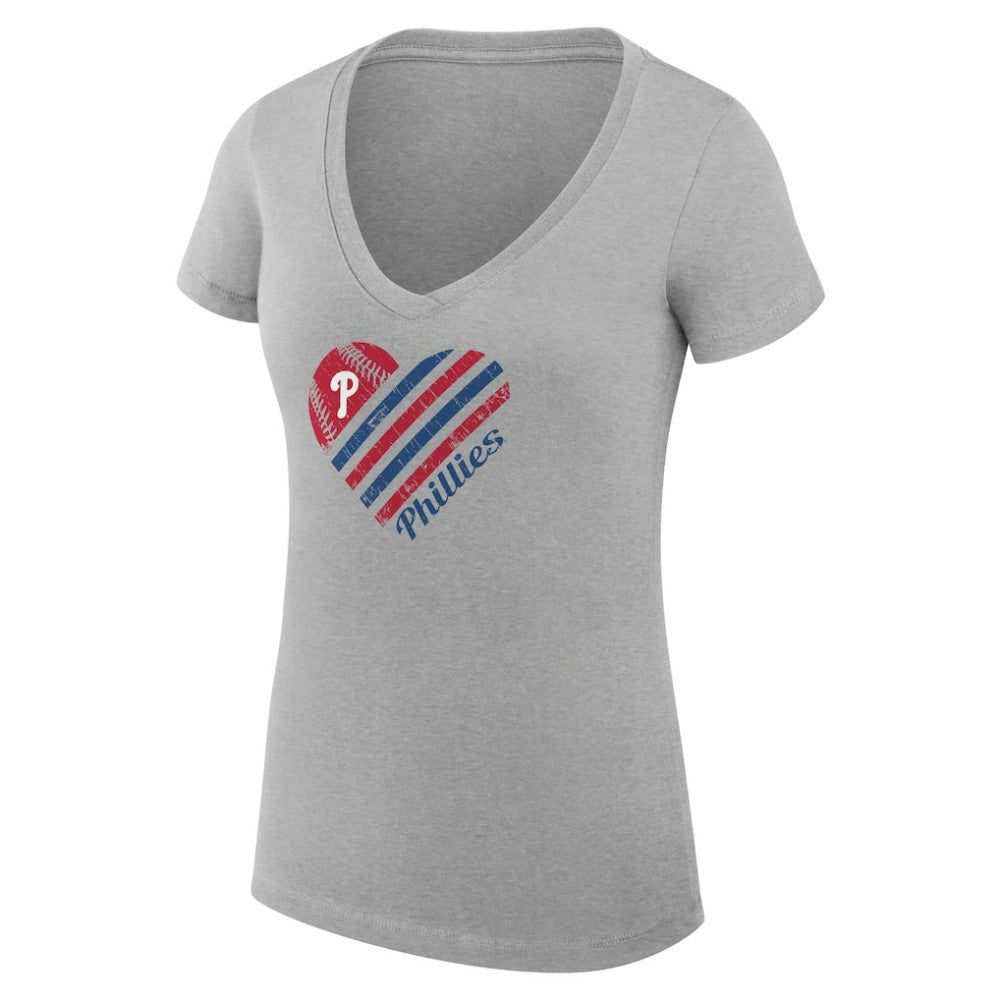 Philadelphia Phillies G-III 4Her by Carl Banks Women's Super-Slim Fit Lightweight Heart V-Neck T-Shirt - MLB