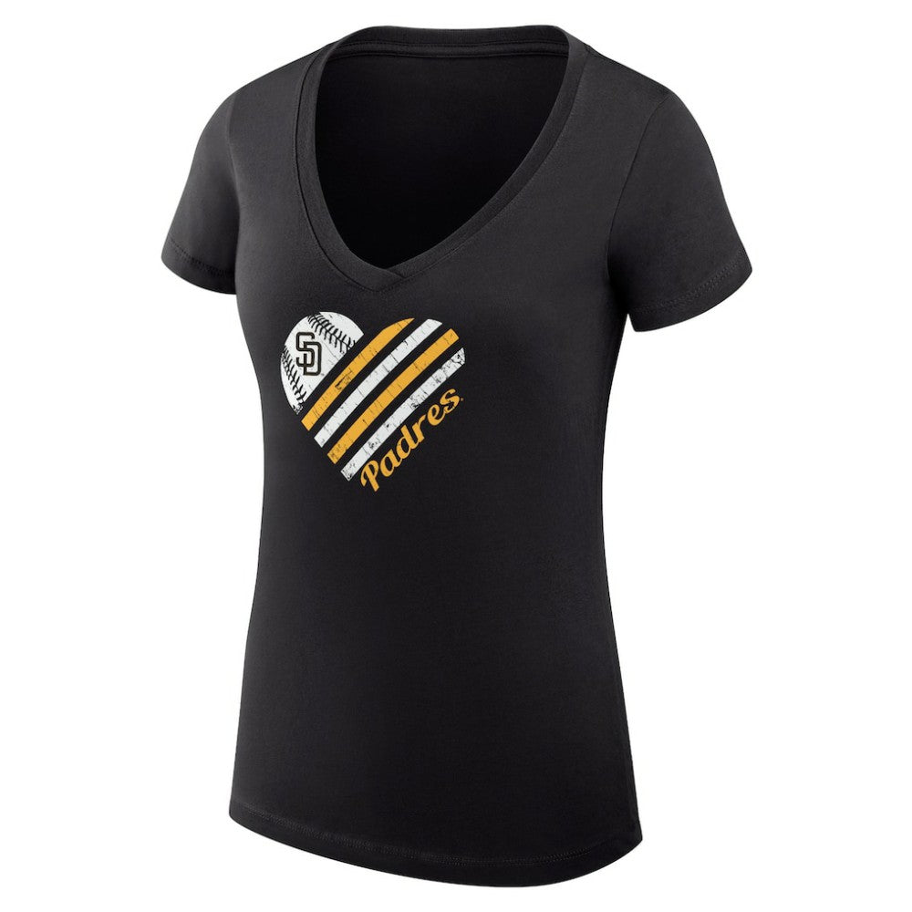 San Diego Padres G-III 4Her by Carl Banks Women's Super-Slim Fit Lightweight Heart V-Neck T-Shirt - MLB
