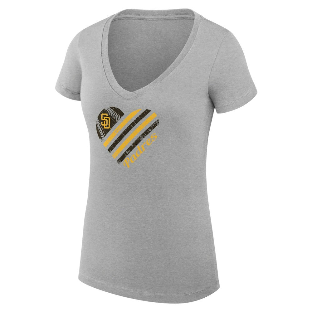 San Diego Padres G-III 4Her by Carl Banks Women's Super-Slim Fit Lightweight Heart V-Neck T-Shirt - MLB