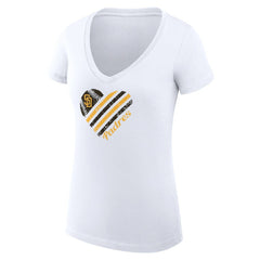 San Diego Padres G-III 4Her by Carl Banks Women's Super-Slim Fit Lightweight Heart V-Neck T-Shirt - MLB