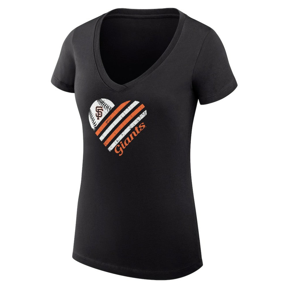 San Francisco Giants G-III 4Her by Carl Banks Women's Super-Slim Fit Lightweight Heart V-Neck T-Shirt - MLB