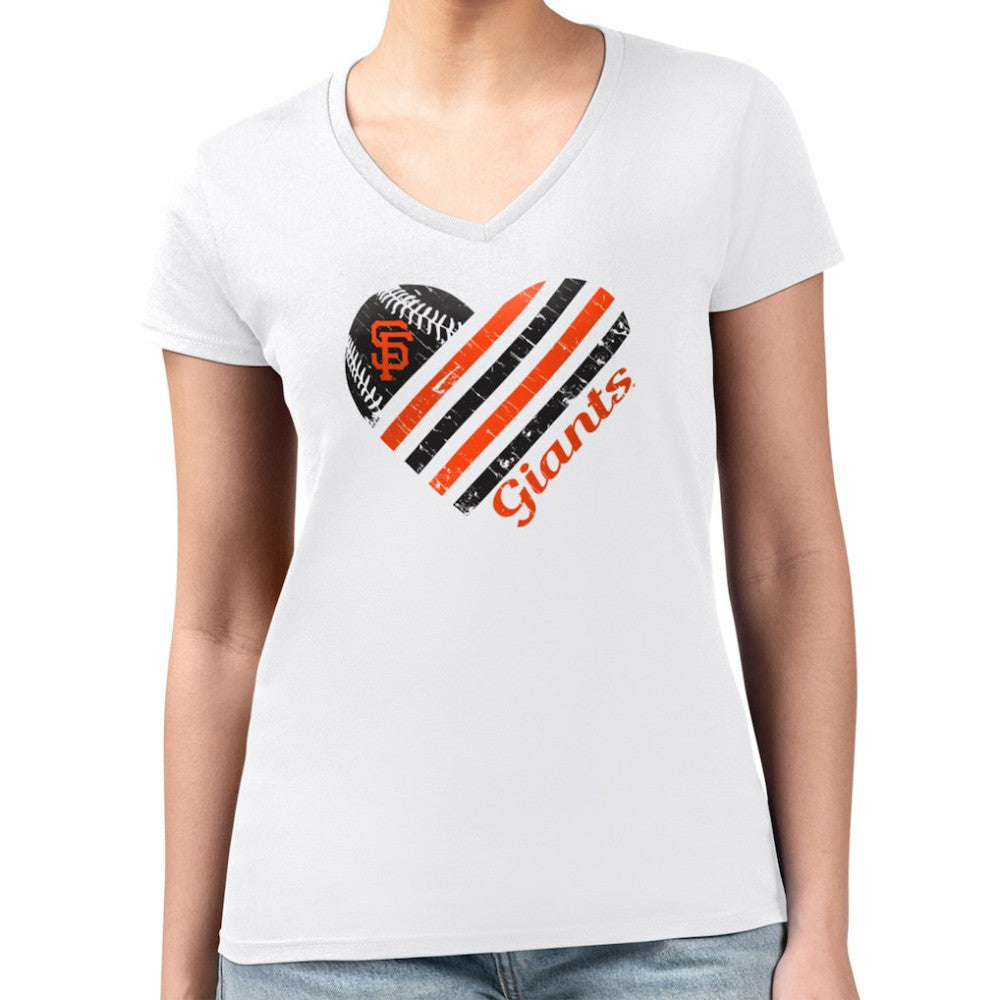 San Francisco Giants G-III 4Her by Carl Banks Women's Super-Slim Fit Lightweight Heart V-Neck T-Shirt - MLB
