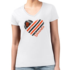 San Francisco Giants G-III 4Her by Carl Banks Women's Super-Slim Fit Lightweight Heart V-Neck T-Shirt - MLB