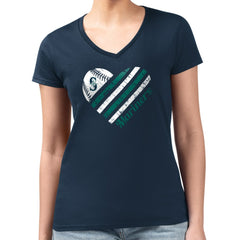 Seattle Mariners G-III 4Her by Carl Banks Women's Super-Slim Fit Lightweight Heart V-Neck T-Shirt - MLB