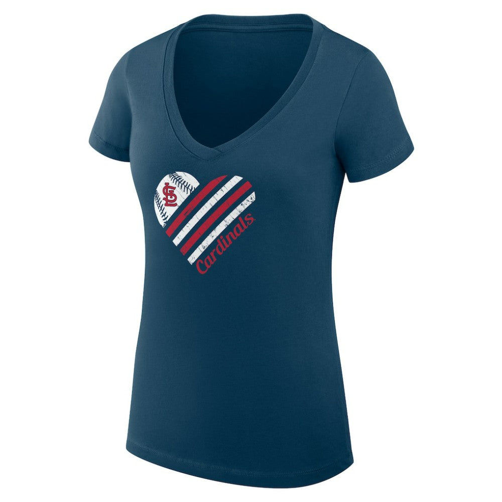 St. Louis Cardinals G-III 4Her by Carl Banks Women's Super-Slim Fit Lightweight Heart V-Neck T-Shirt - MLB