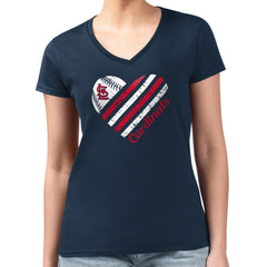 St. Louis Cardinals G-III 4Her by Carl Banks Women's Super-Slim Fit Lightweight Heart V-Neck T-Shirt - MLB
