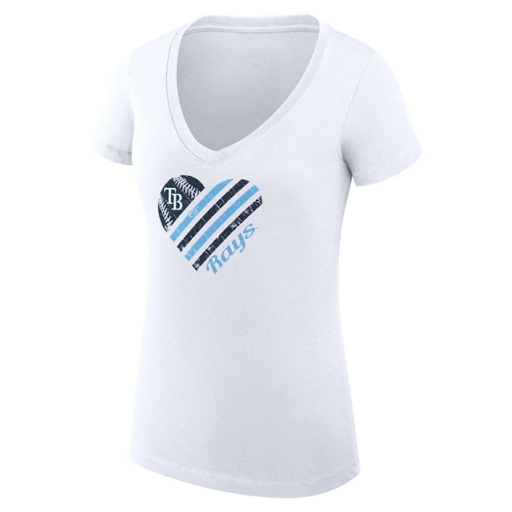 Tampa Bay Rays G-III 4Her by Carl Banks Women's Super-Slim Fit Lightweight Heart V-Neck T-Shirt - MLB