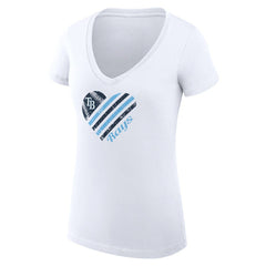 Tampa Bay Rays G-III 4Her by Carl Banks Women's Super-Slim Fit Lightweight Heart V-Neck T-Shirt - MLB