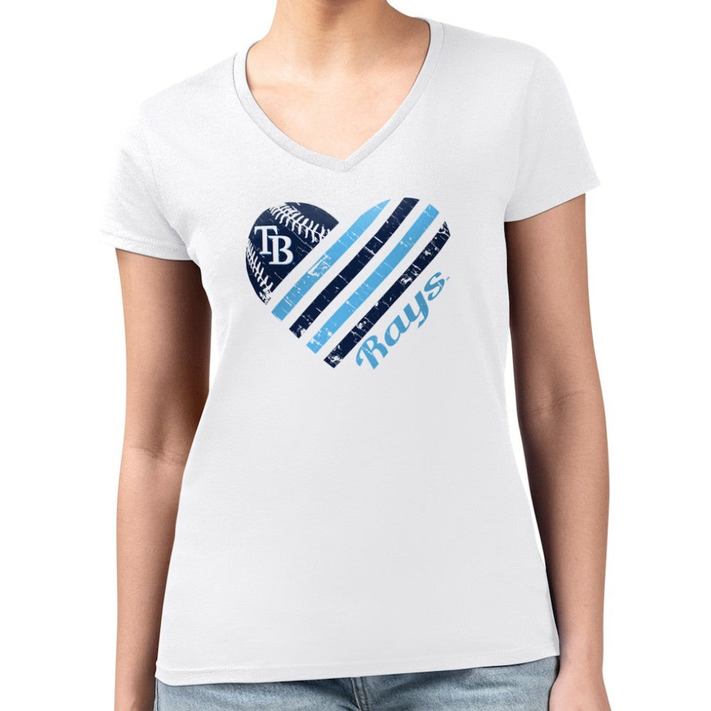 Tampa Bay Rays G-III 4Her by Carl Banks Women's Super-Slim Fit Lightweight Heart V-Neck T-Shirt - MLB