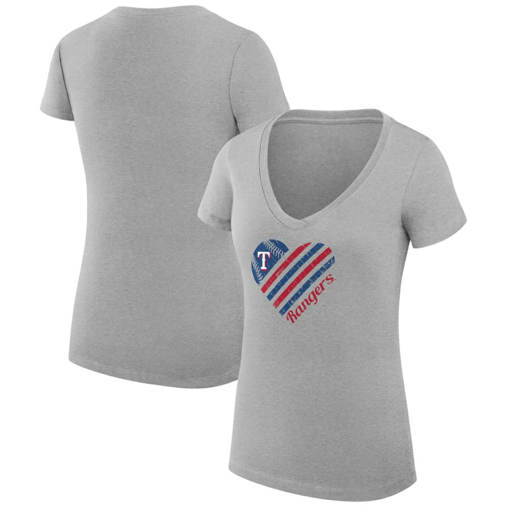 Texas Rangers G-III 4Her by Carl Banks Women's Super-Slim Fit Lightweight Heart V-Neck T-Shirt - MLB