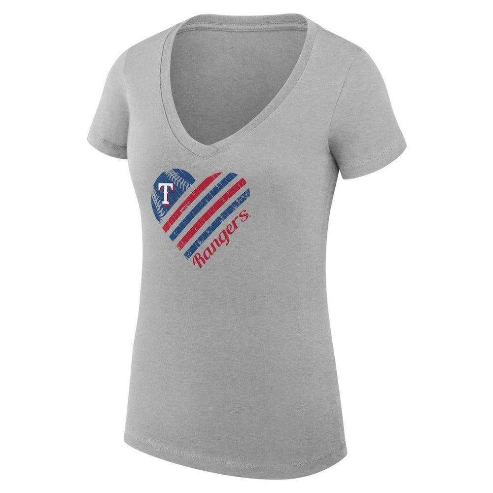 Texas Rangers G-III 4Her by Carl Banks Women's Super-Slim Fit Lightweight Heart V-Neck T-Shirt - MLB