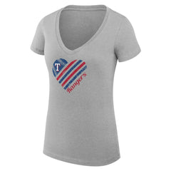 Texas Rangers G-III 4Her by Carl Banks Women's Super-Slim Fit Lightweight Heart V-Neck T-Shirt - MLB