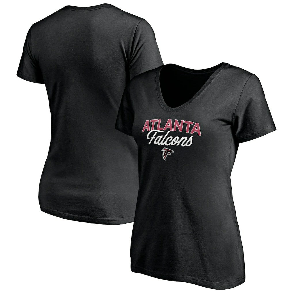 Atlanta Falcons Women's Depth Chart V-Neck T-Shirt Black | NFL