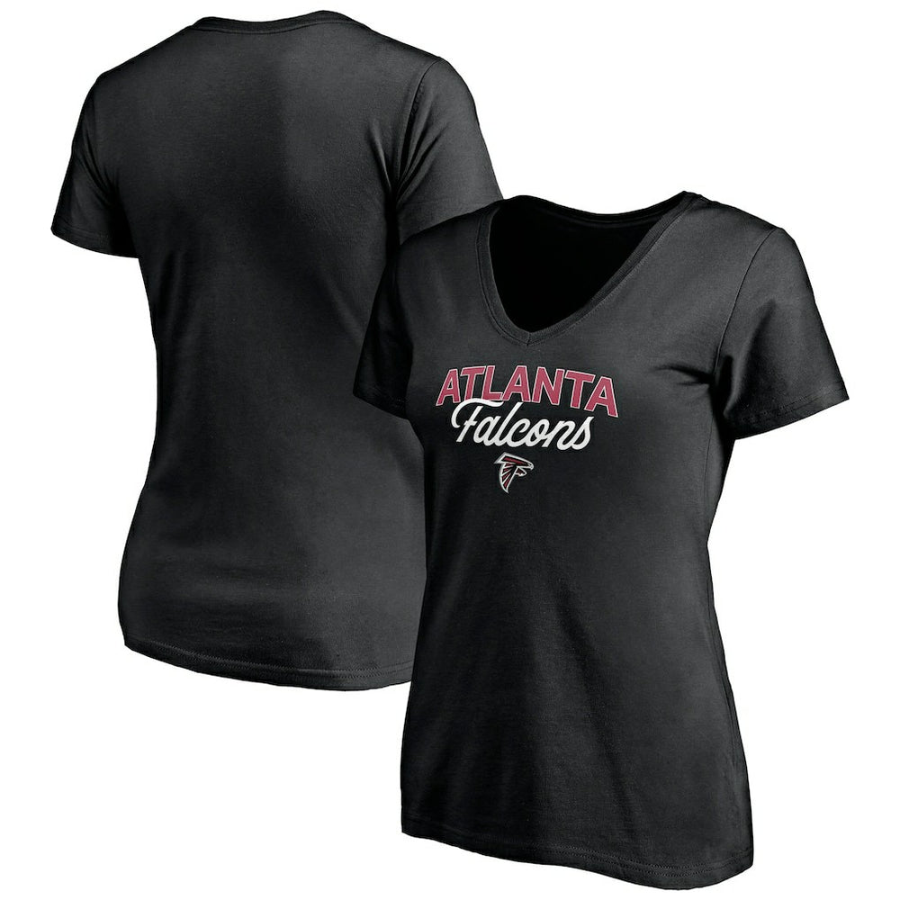 Atlanta Falcons Women's Depth Chart V-Neck T-Shirt Black | NFL