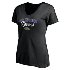 Baltimore Ravens Women's Depth Chart V-Neck T-Shirt Black | NFL