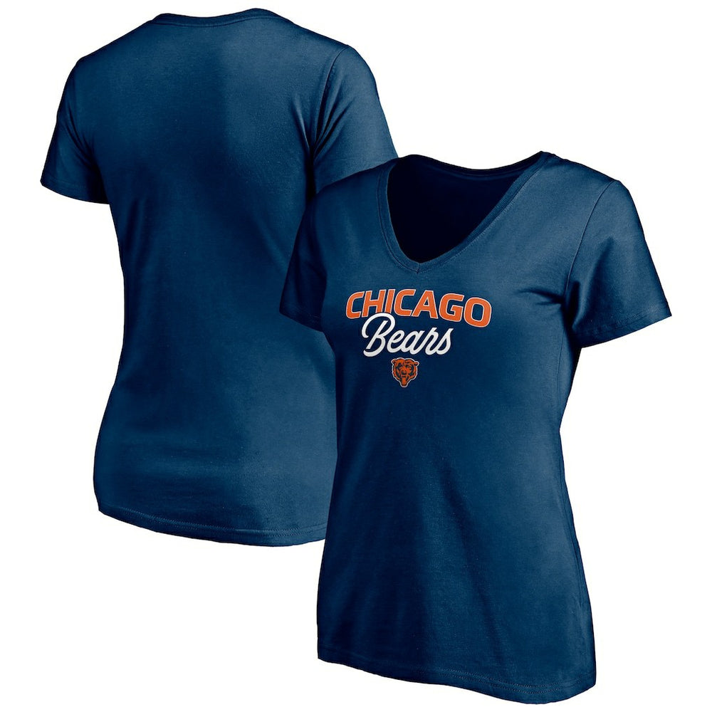 Chicago Bears Women's Depth Chart V-Neck T-Shirt Navy | NFL