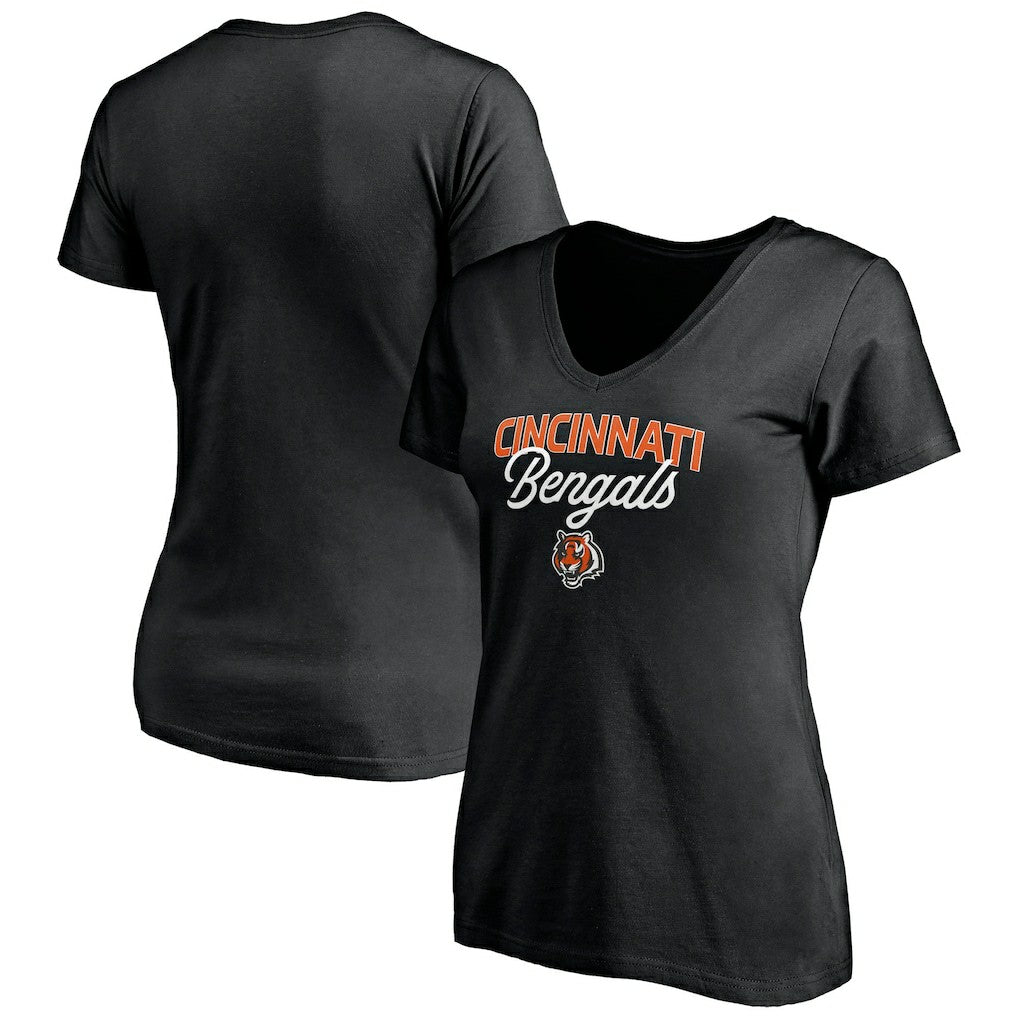 Cincinnati Bengals Women's Depth Chart V-Neck T-Shirt Black | NFL