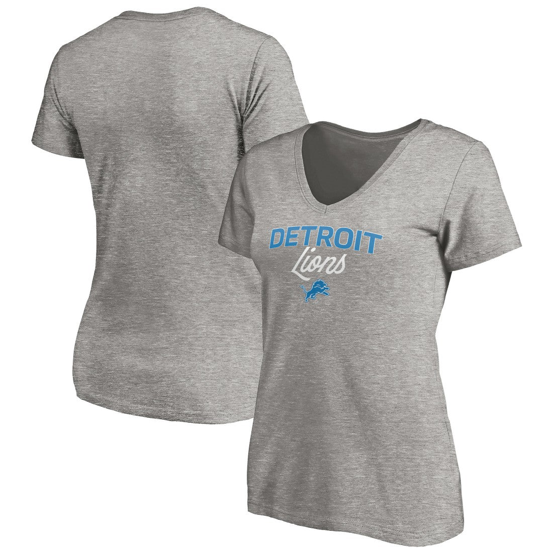Detroit Lions Women's Depth Chart V-Neck T-Shirt Gray | NFL