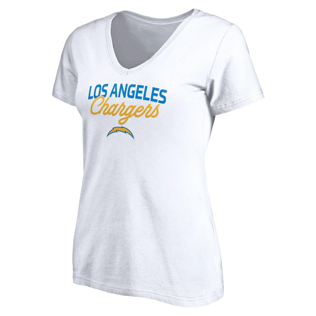 Los Angeles Chargers Women's Depth Chart V-Neck T-Shirt White | NFL