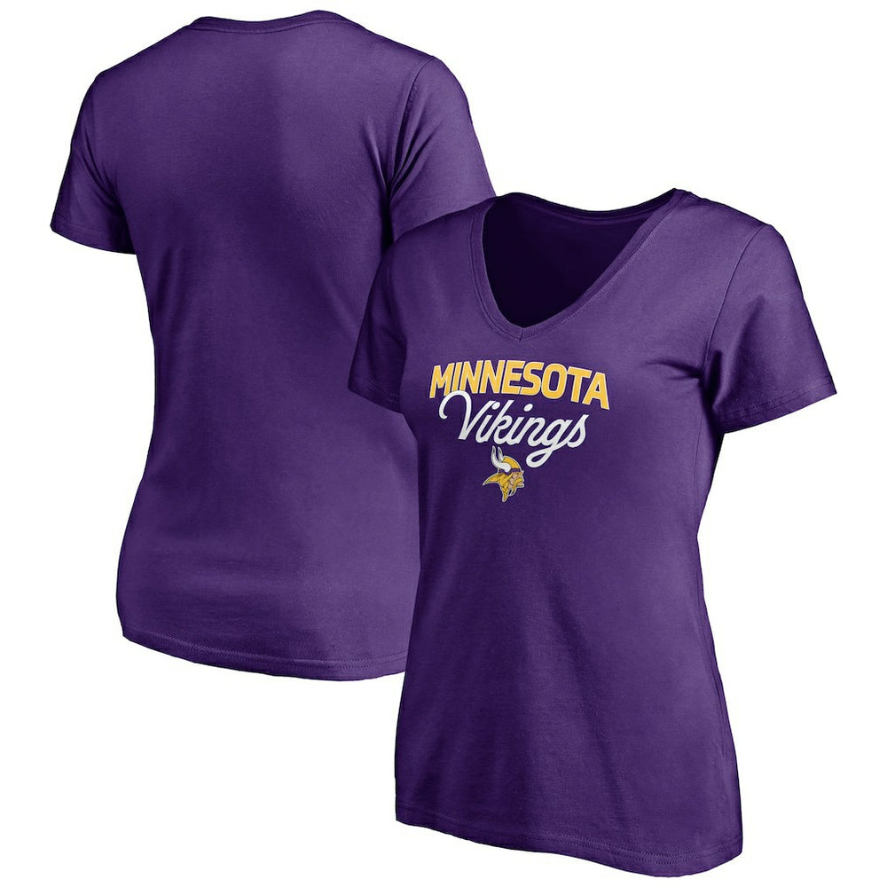 Minnesota Vikings Women's Depth Chart V-Neck T-Shirt Purple | NFL