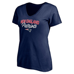 New England Patriots Women's Depth Chart V-Neck T-Shirt Navy | NFL