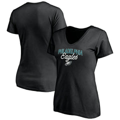 Philadelphia Eagles Women's Depth Chart V-Neck T-Shirt Black | NFL