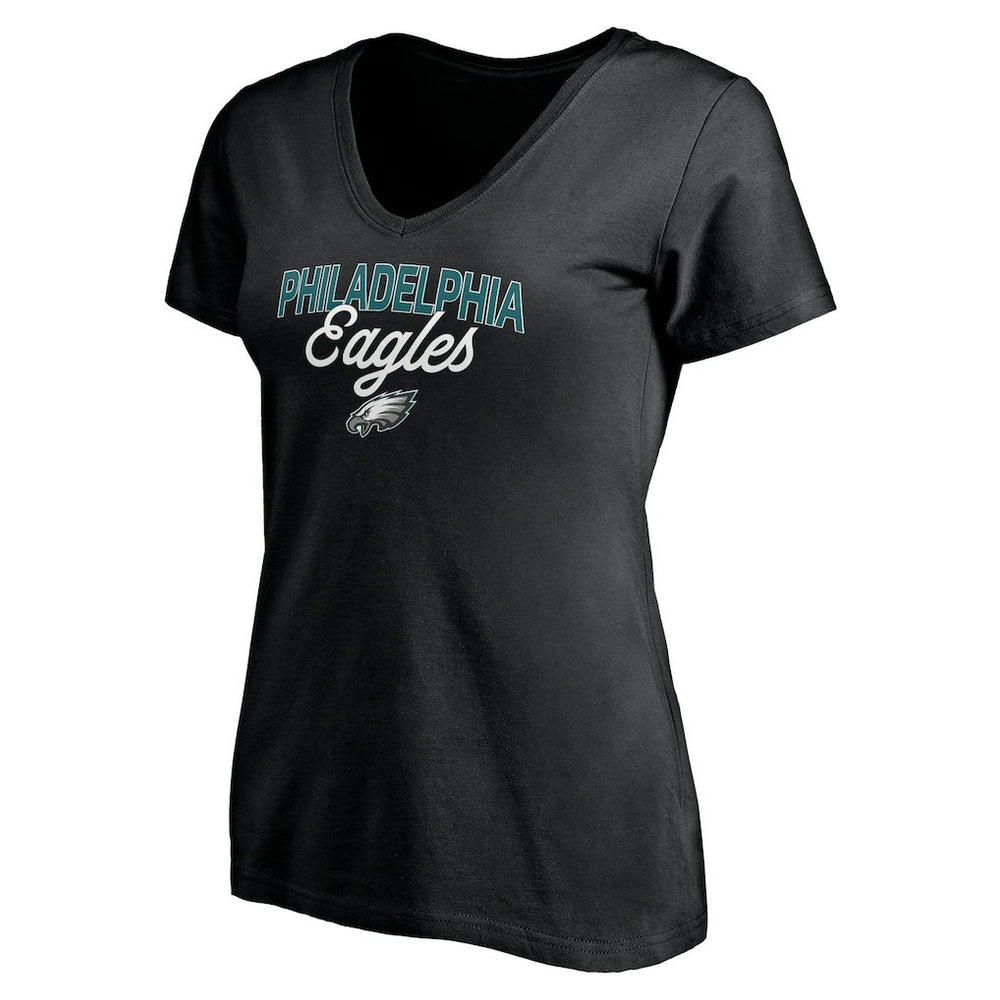 Philadelphia Eagles Women's Depth Chart V-Neck T-Shirt Black | NFL