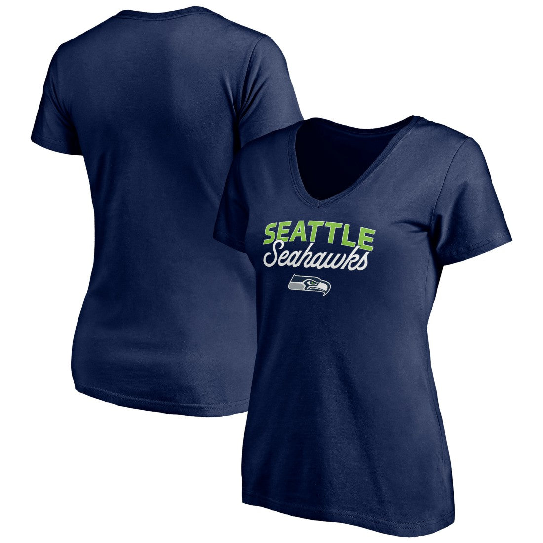 Seattle Seahawks Women's Depth Chart V-Neck T-Shirt College Navy | NFL