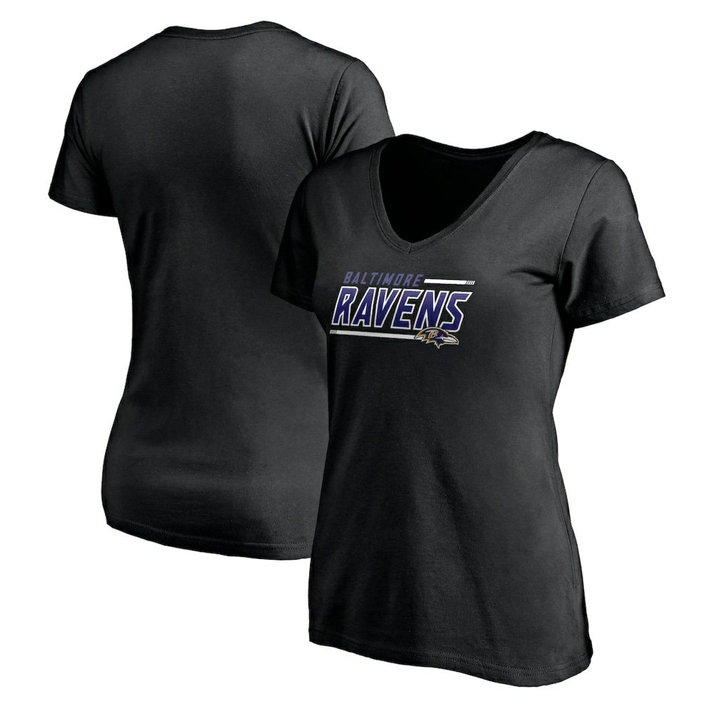 Baltimore Ravens Women's Mascot In Bounds V-Neck T-Shirt Black | NFL