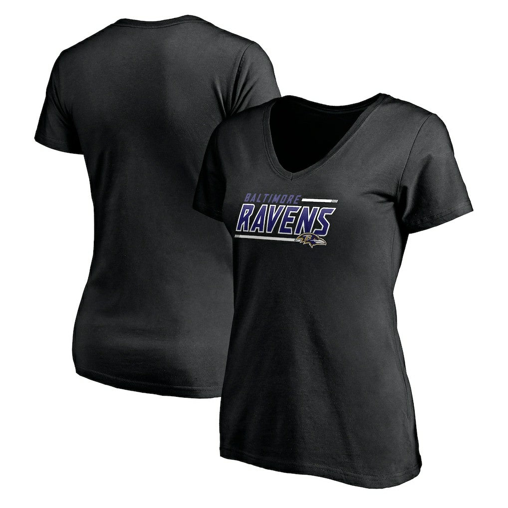 Baltimore Ravens Women's Mascot In Bounds V-Neck T-Shirt Black | NFL