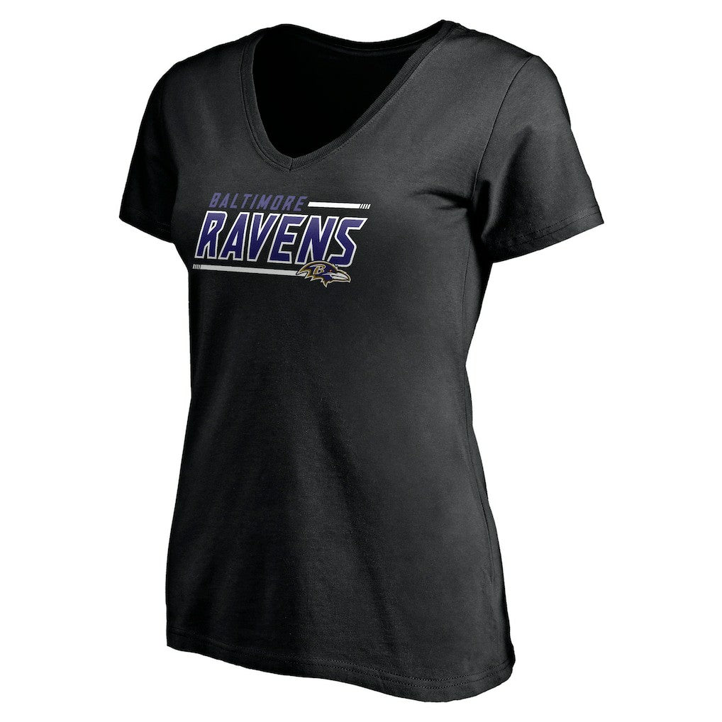 Baltimore Ravens Women's Mascot In Bounds V-Neck T-Shirt Black | NFL