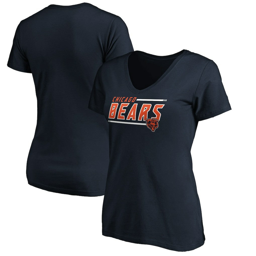 Chicago Bears Women's Mascot In Bounds V-Neck T-Shirt Navy | NFL