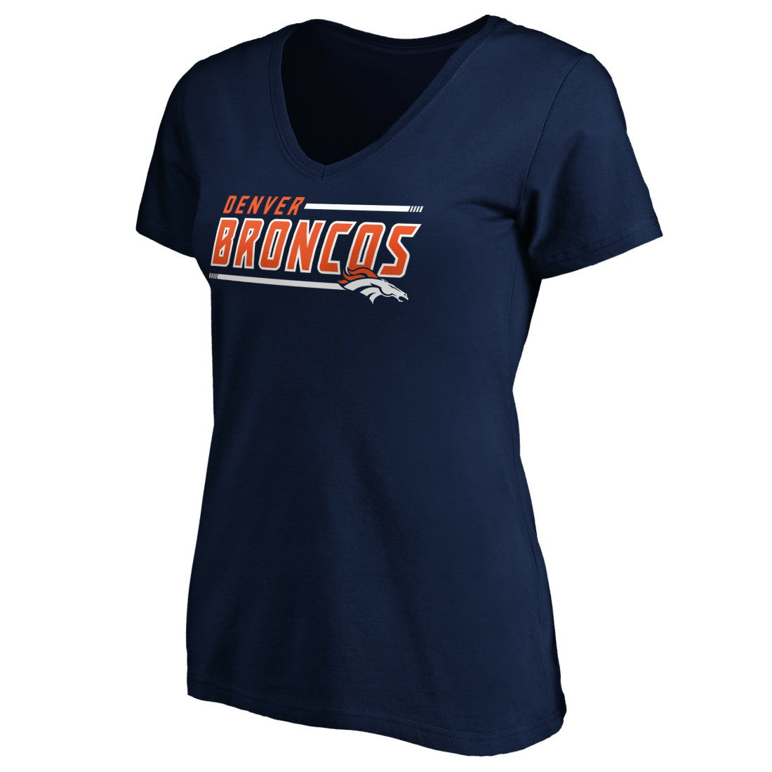 Denver Broncos Women's Mascot In Bounds V-Neck T-Shirt Navy | NFL