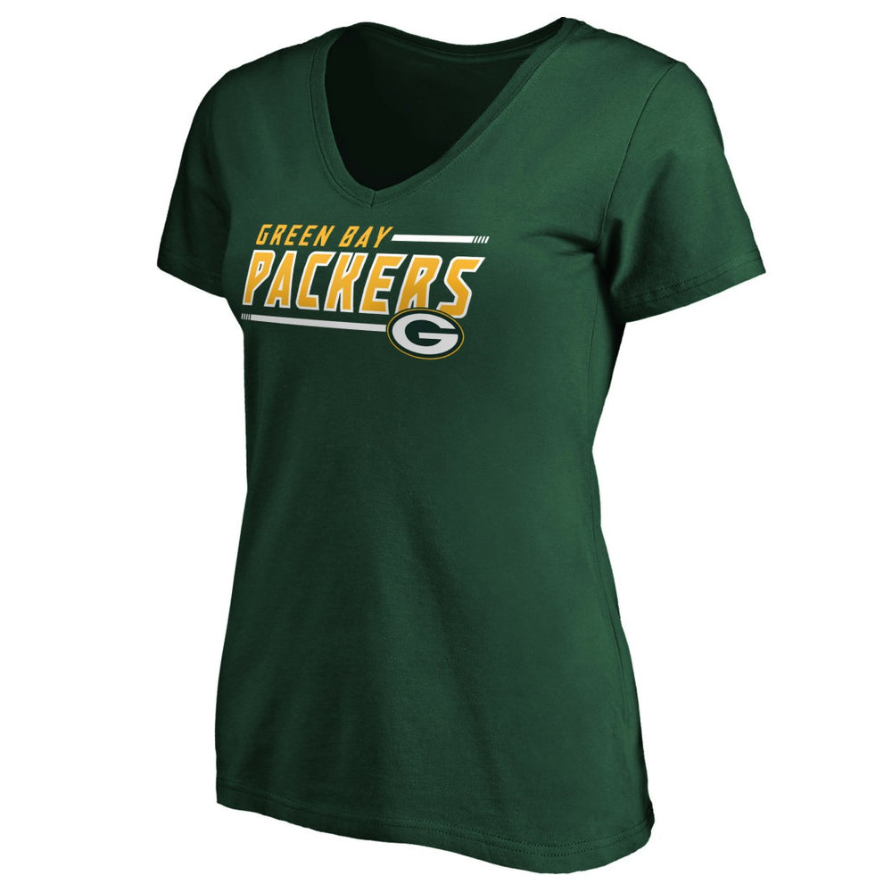 Green Bay Packers Women's Mascot In Bounds V-Neck T-Shirt Green | NFL