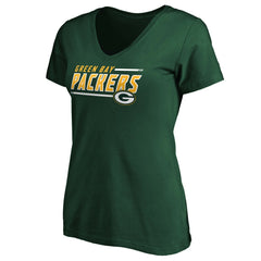 Green Bay Packers Women's Mascot In Bounds V-Neck T-Shirt Green | NFL