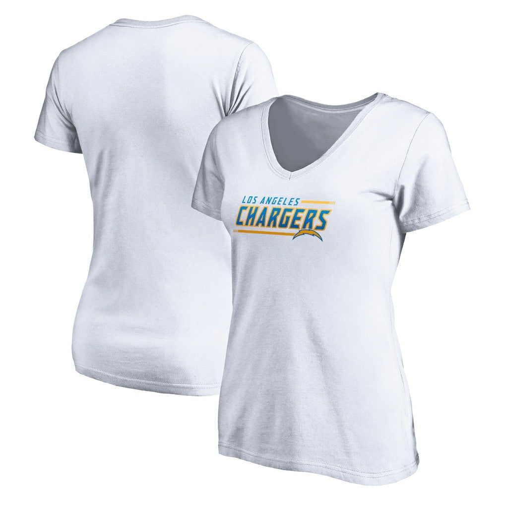 Los Angeles Chargers Women's Mascot In Bounds V-Neck T-Shirt White | NFL