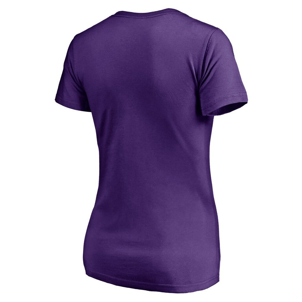 Minnesota Vikings Women's Mascot In Bounds V-Neck T-Shirt Purple | NFL