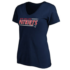 New England Patriots Women's Mascot In Bounds V-Neck T-Shirt Navy | NFL