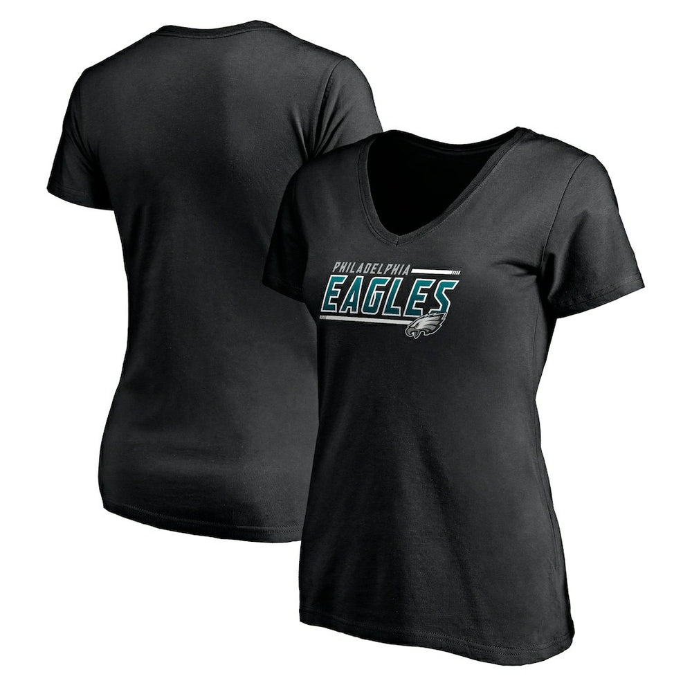 Philadelphia Eagles Women's Mascot In Bounds V-Neck T-Shirt Black | NFL