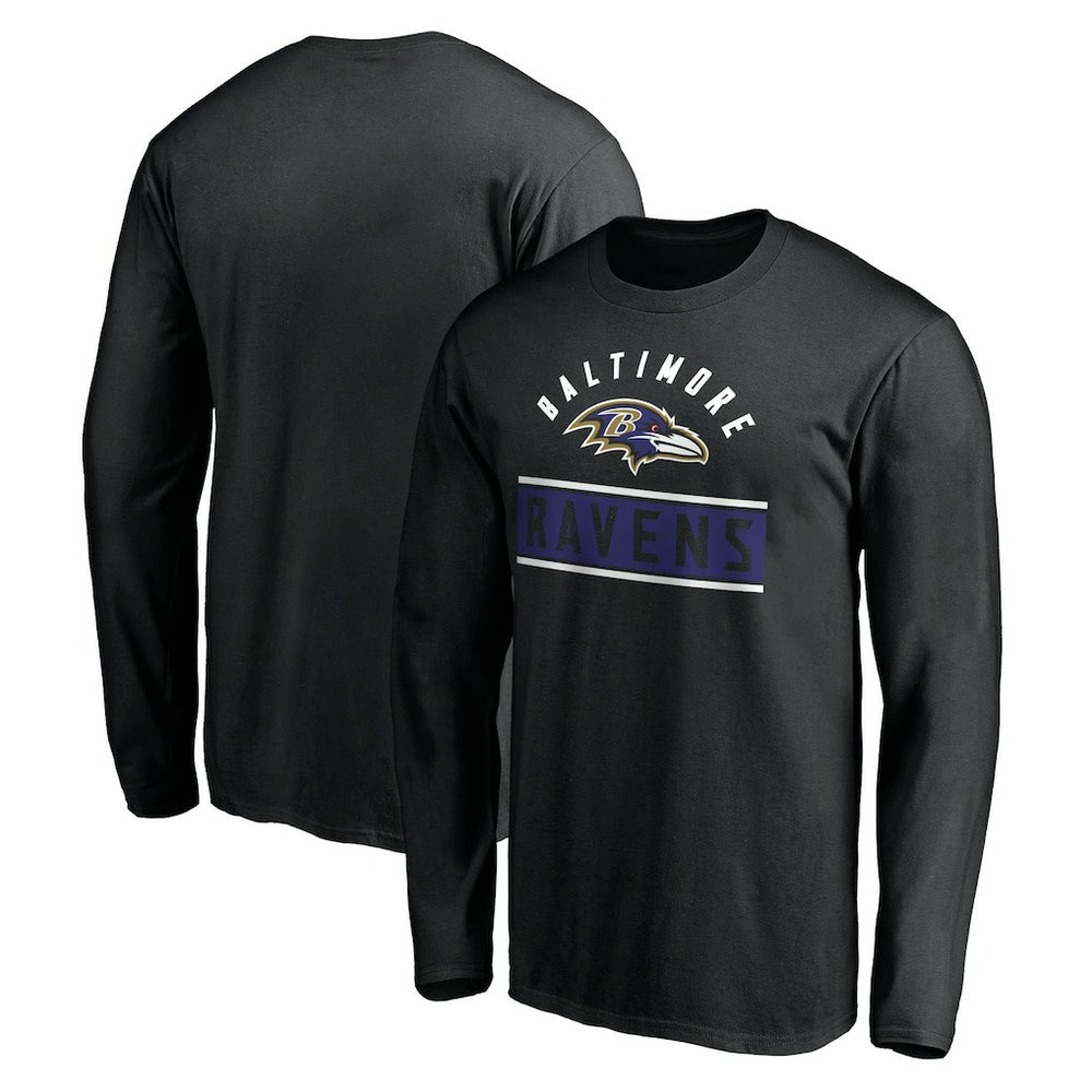 Baltimore Ravens Team Arch Knockout Long Sleeve T-Shirt Black | NFL