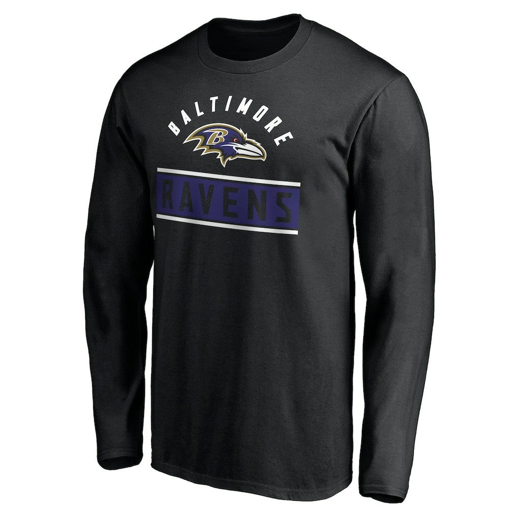 Baltimore Ravens Team Arch Knockout Long Sleeve T-Shirt Black | NFL