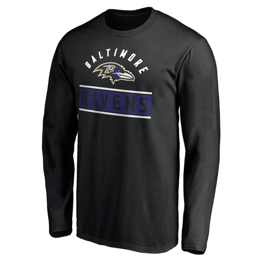 Baltimore Ravens Team Arch Knockout Long Sleeve T-Shirt Black | NFL