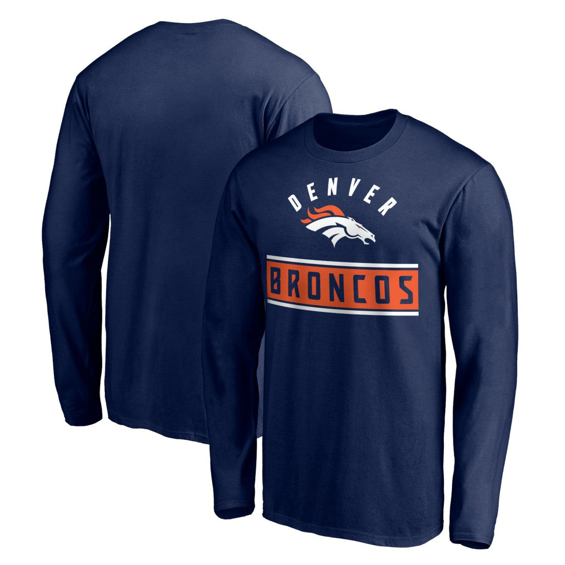 Denver Broncos Team Arch Knockout Long Sleeve T-Shirt Navy | NFL