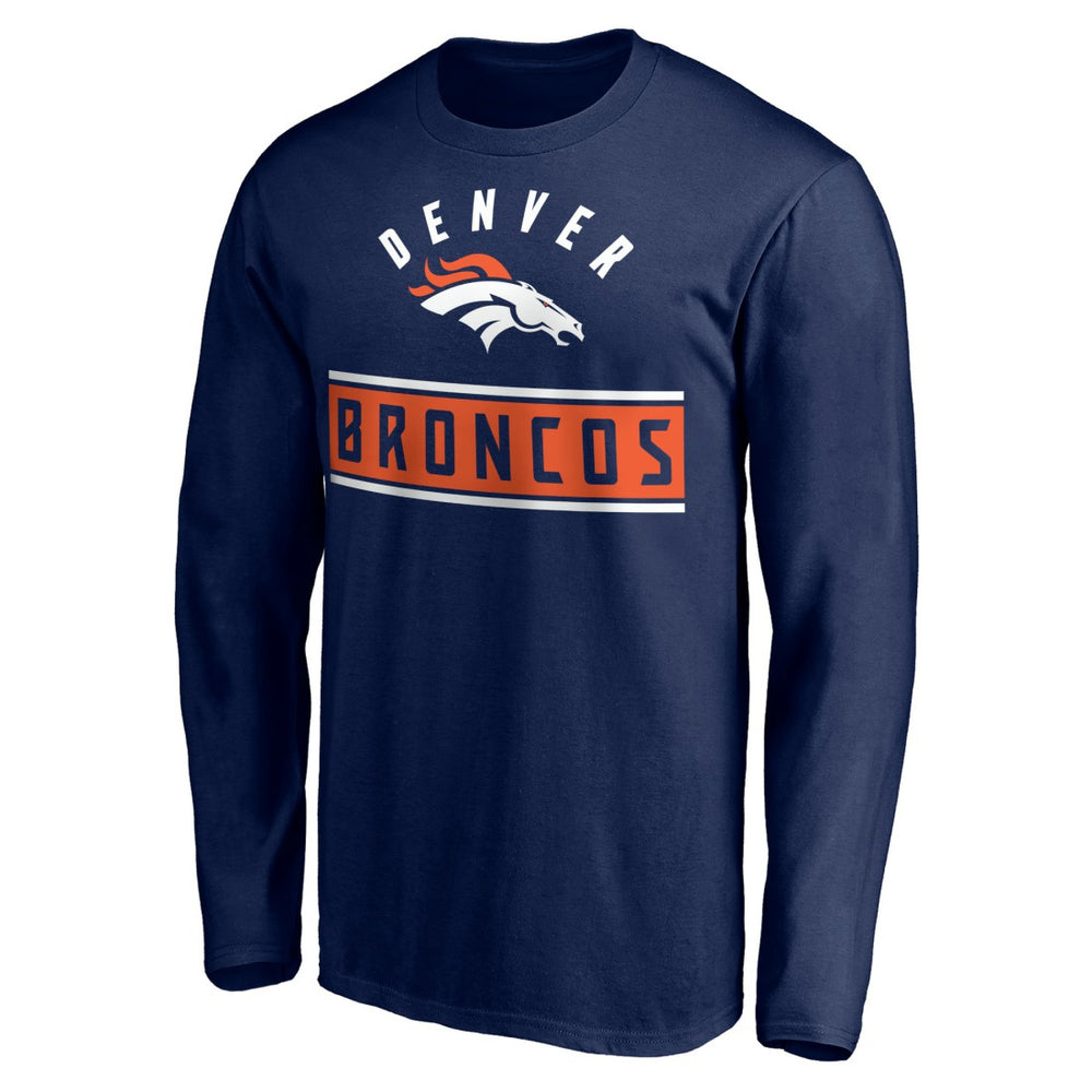 Denver Broncos Team Arch Knockout Long Sleeve T-Shirt Navy | NFL